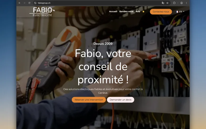 Site, reserva online e Odoo para a Fabio Elec Group