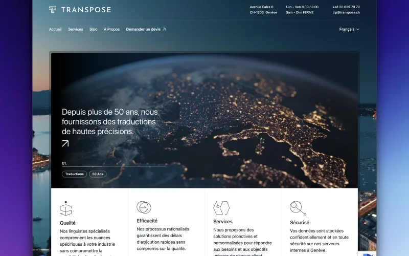 Site multilingue e orçamentos online inteligentes para a Transpose